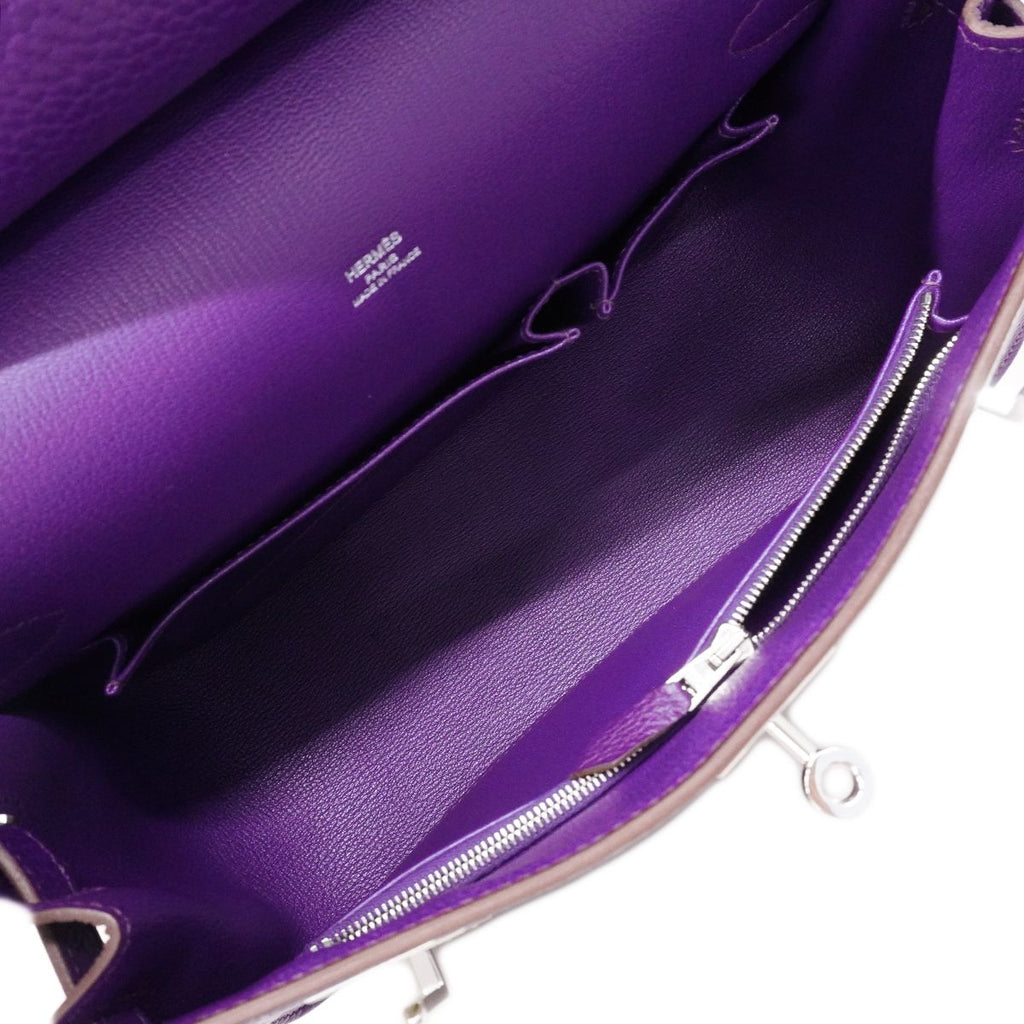 Hermes Shoulder Bag Gipsiere 28 Taurillon Clemence Ultra Violet Silver — view 4
