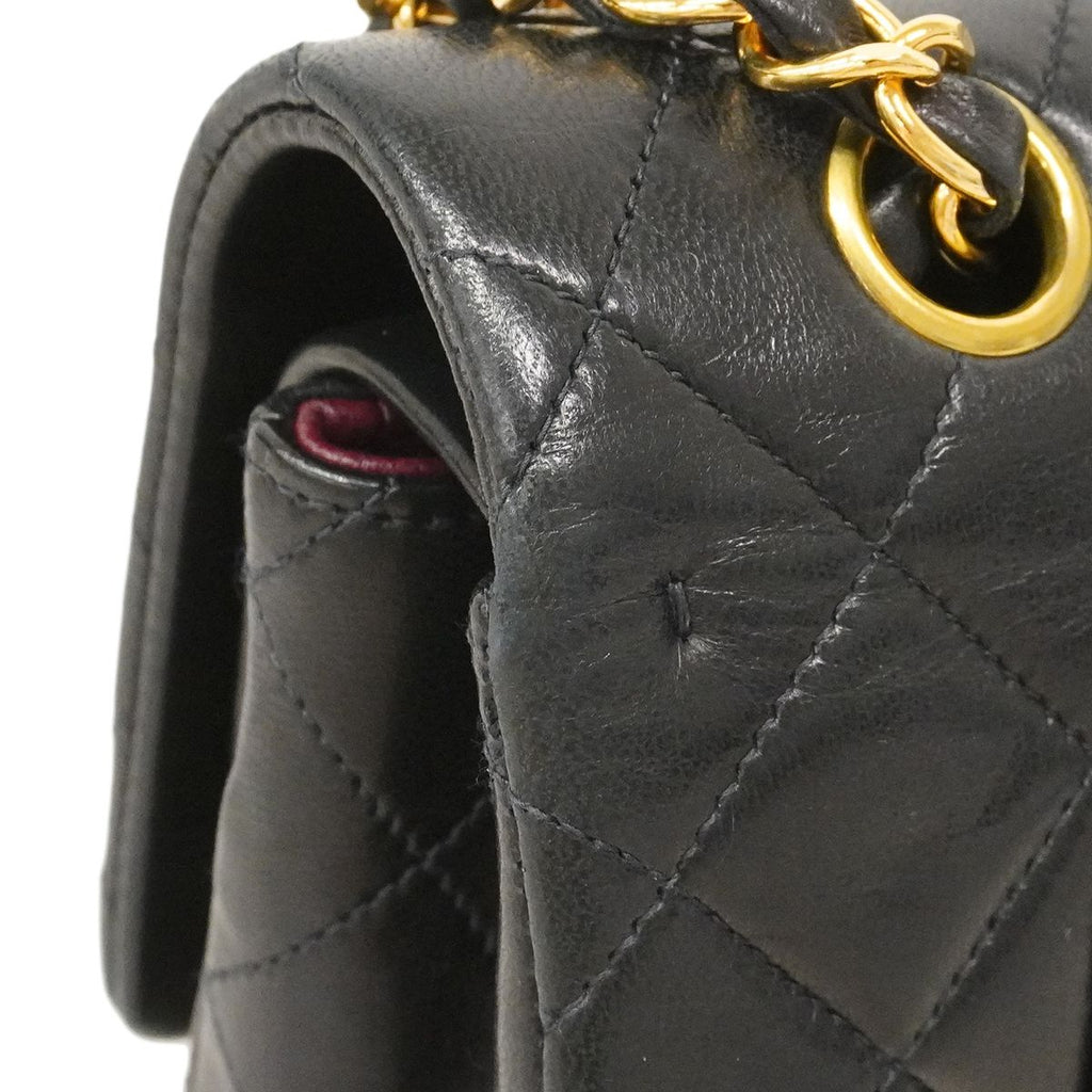 Chanel Shoulder Bag Quilted Lambskin Black Gold — view 8
