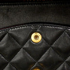 Chanel Shoulder Bag Quilted Lambskin Black Gold — view 6