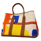 Hermes Tote Garden Party Voyage GM Negonda Toile Ash Plume Gold Silver