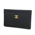 Chanel Card Case Leather Black Gold