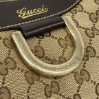 Gucci Handbag GG Canvas Brown Champagne Gold — view 8