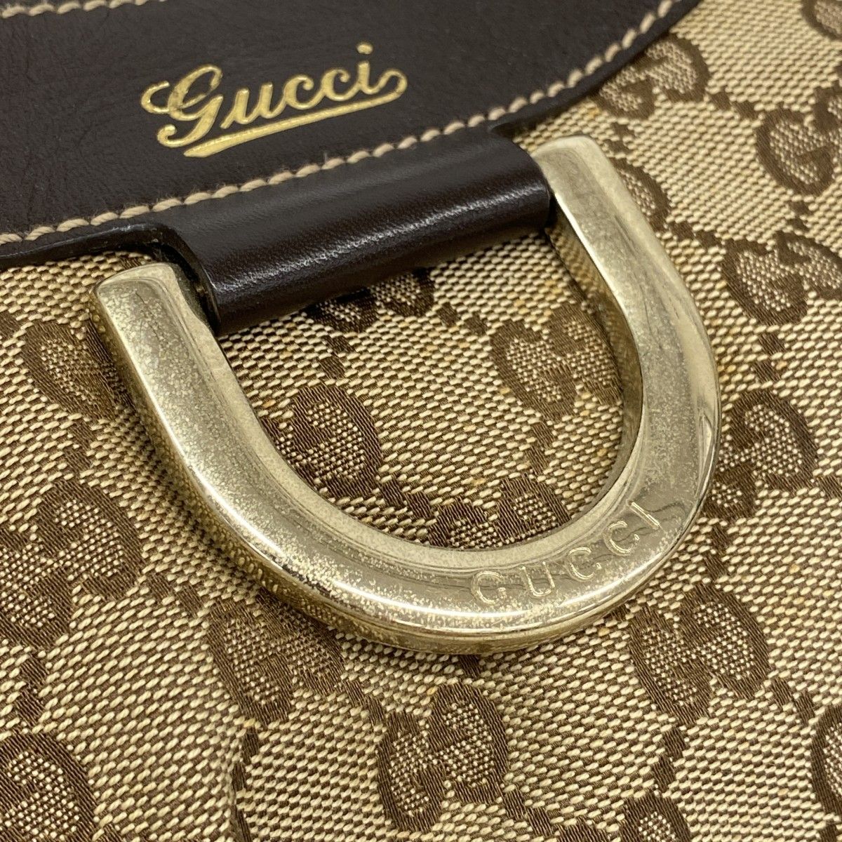 Gucci Handbag GG Canvas Brown Champagne Gold — view 8