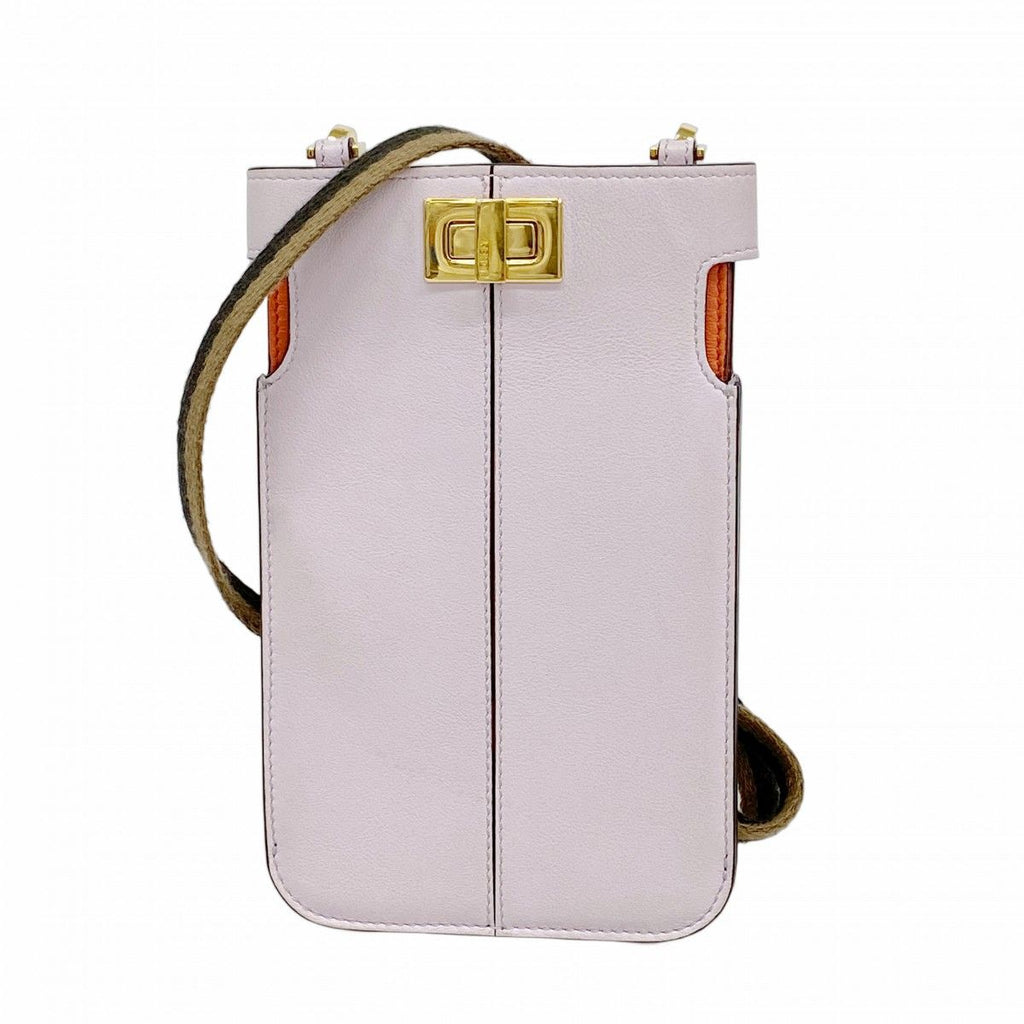 Fendi Phone Case Peekaboo Leather Purple Gold