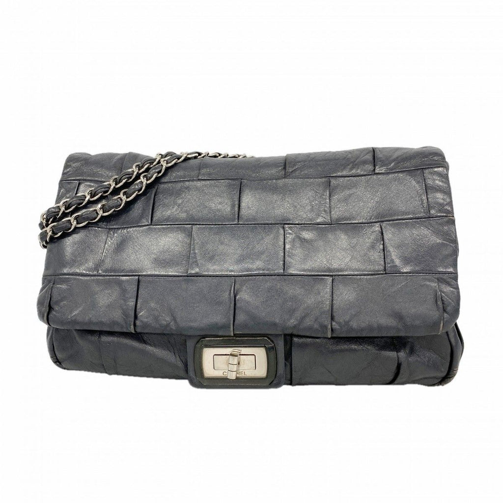 Chanel Shoulder Bag 2.55 Leather Black Silver