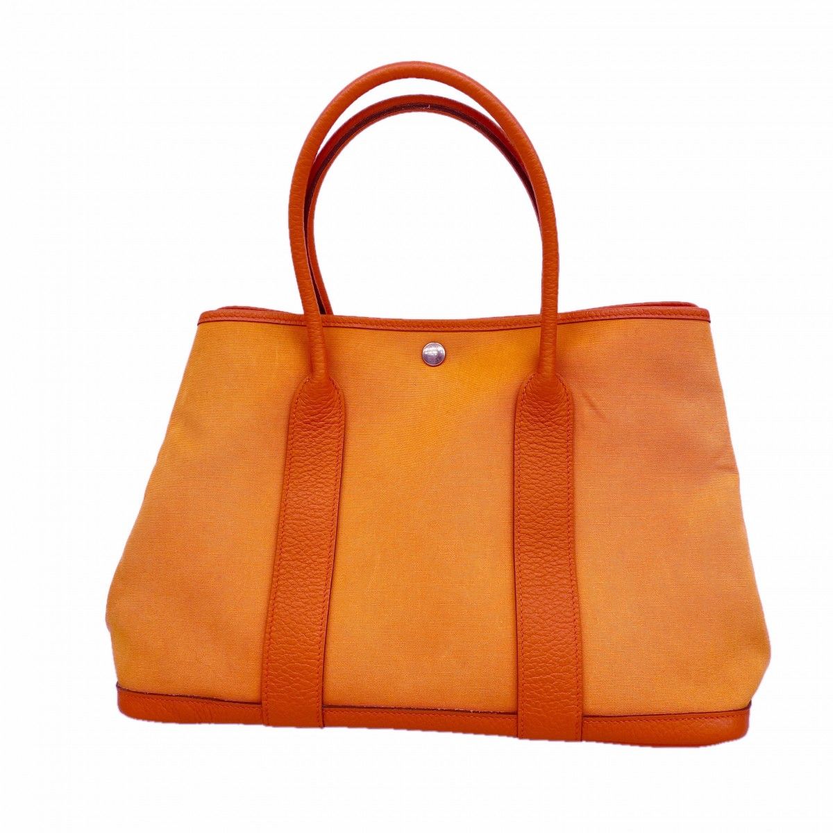 Hermes Tote Garden Party PM Toile Officier Orange Silver