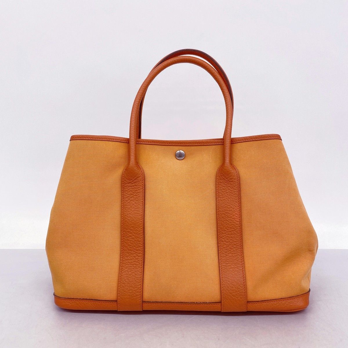 Hermes Tote Garden Party PM Toile Officier Orange Silver — view 9