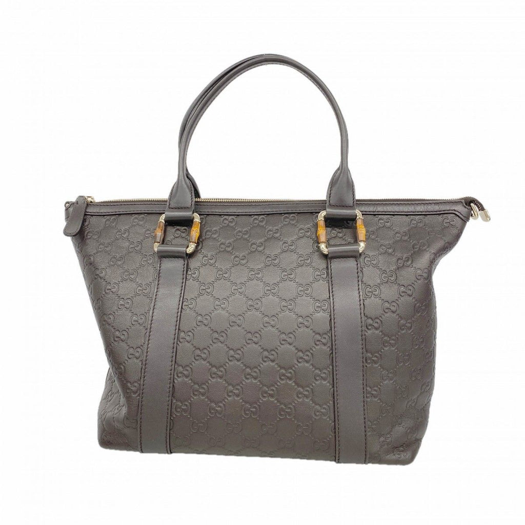 Gucci Tote Guccissima Bamb Leather Brown Champagne Gold