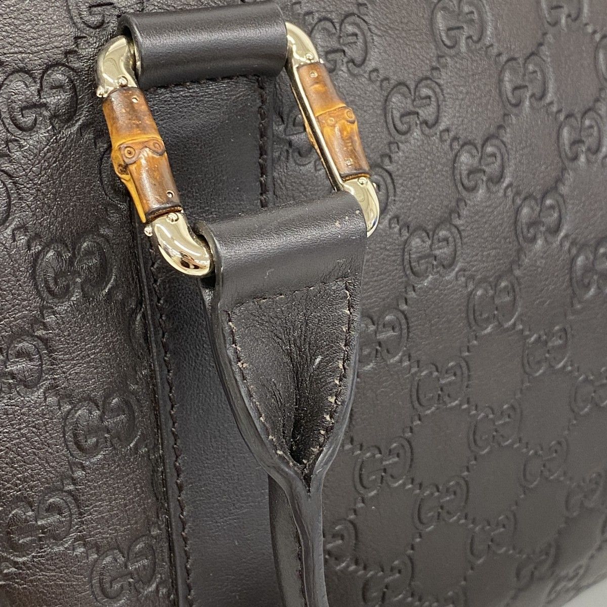 Gucci Tote Guccissima Bamb Leather Brown Champagne Gold — view 8