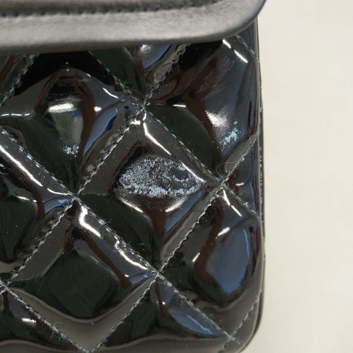 Chanel Shoulder Bag Deca Quilted Patent Leather Black Silver — view 6