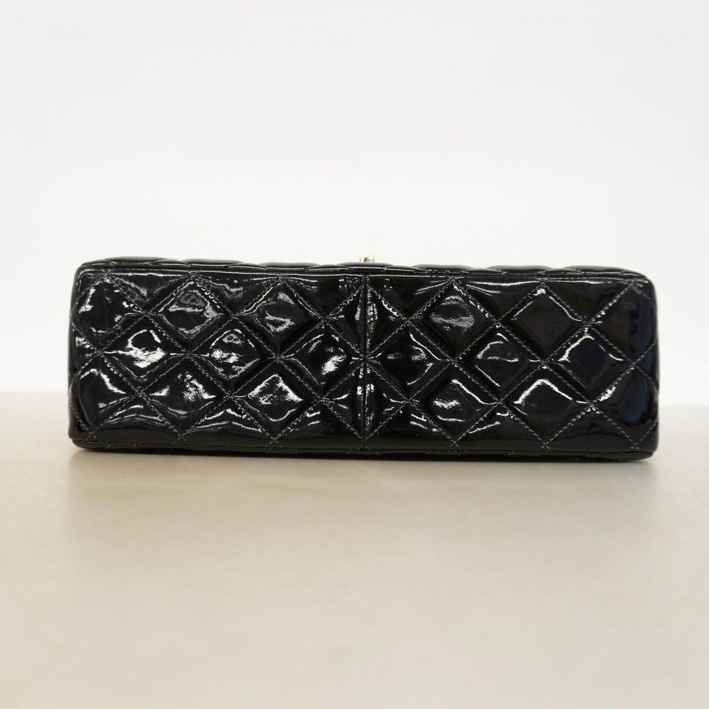 Chanel Shoulder Bag Deca Quilted Patent Leather Black Silver — view 3
