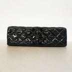 Chanel Shoulder Bag Deca Quilted Patent Leather Black Silver — view 3
