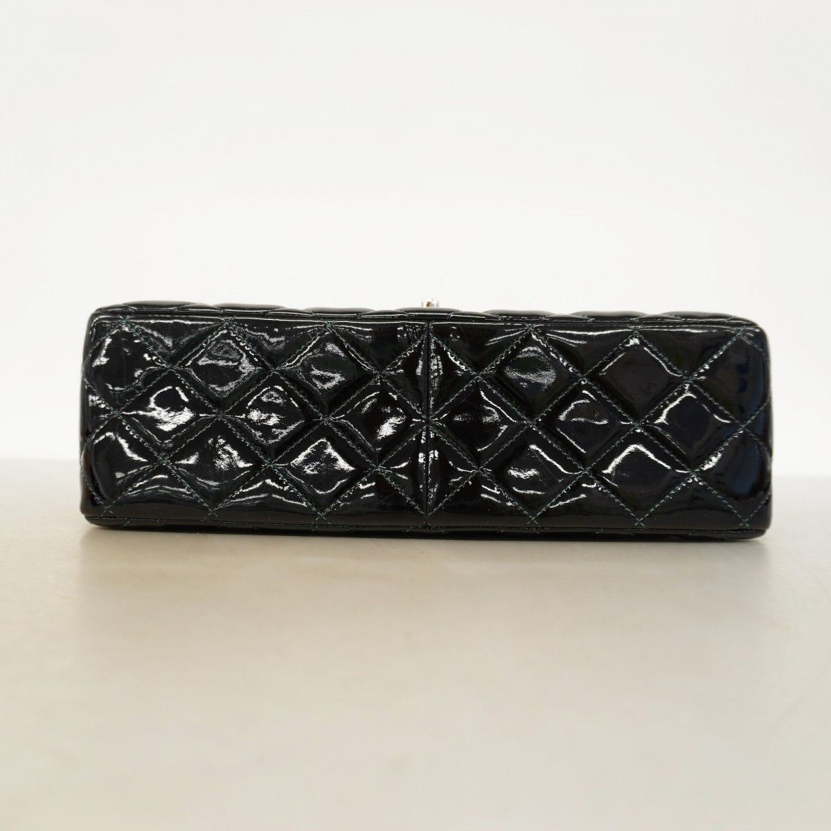 Chanel Shoulder Bag Deca Quilted Patent Leather Black Silver — view 3