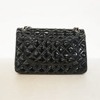 Chanel Shoulder Bag Deca Quilted Patent Leather Black Silver — view 9