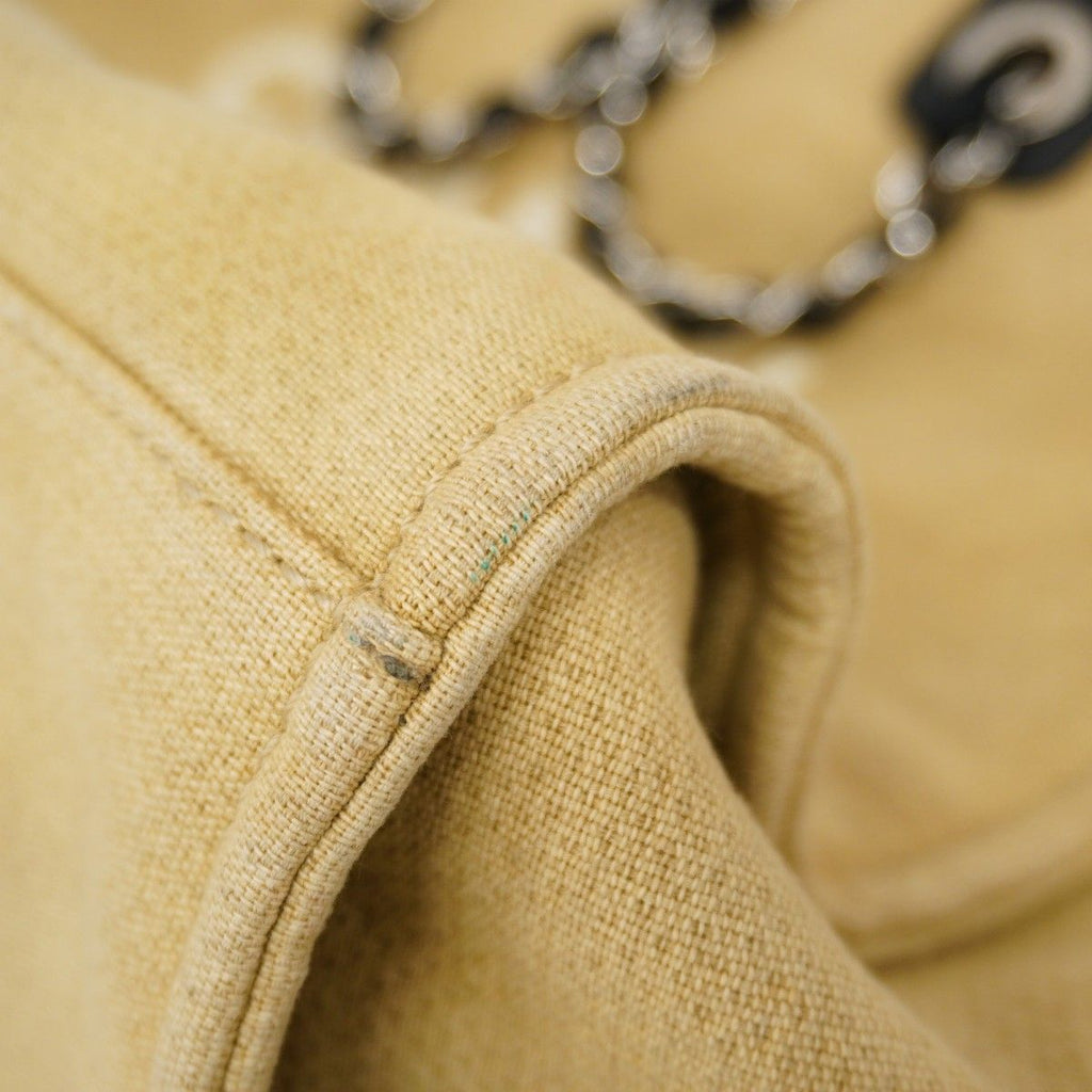 Chanel Chain Tote Deauville Canvas Beige Silver — view 6