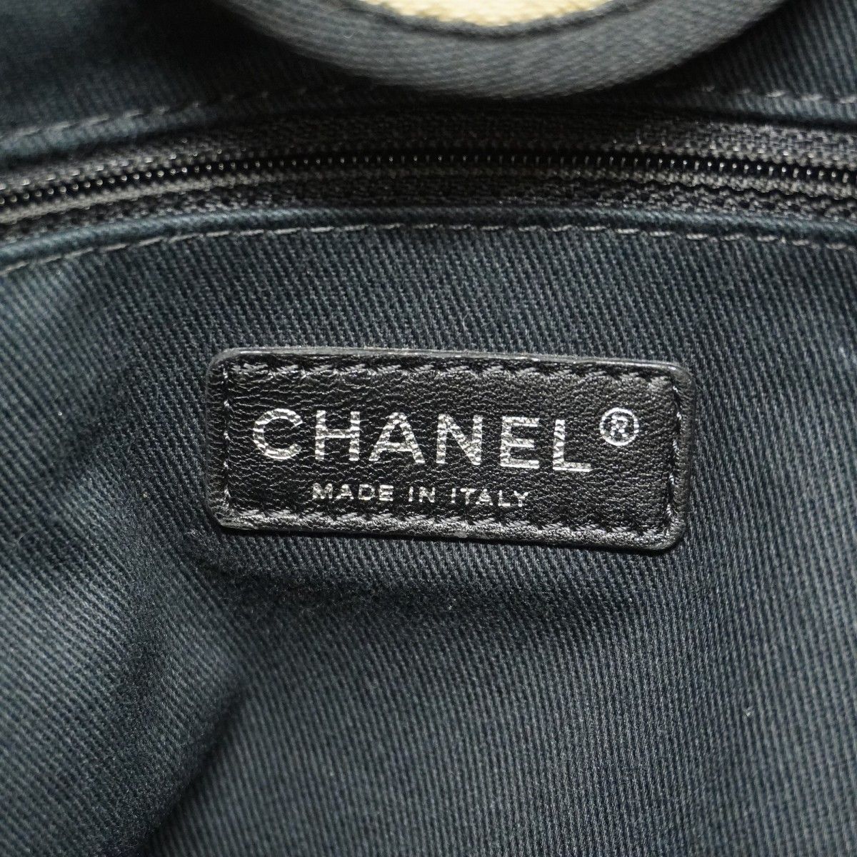 Chanel Chain Tote Deauville Canvas Beige Silver — view 5