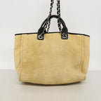 Chanel Chain Tote Deauville Canvas Beige Silver — view 9