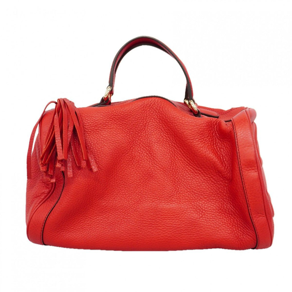 Gucci Handbag Soho Leather Red Champagne Gold