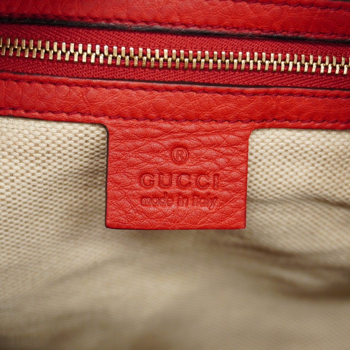 Gucci Handbag Soho Leather Red Champagne Gold — view 5