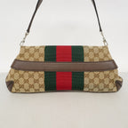 Gucci Shoulder Bag GG Canvas Sherry Line Horsebit Brown Silver — view 9