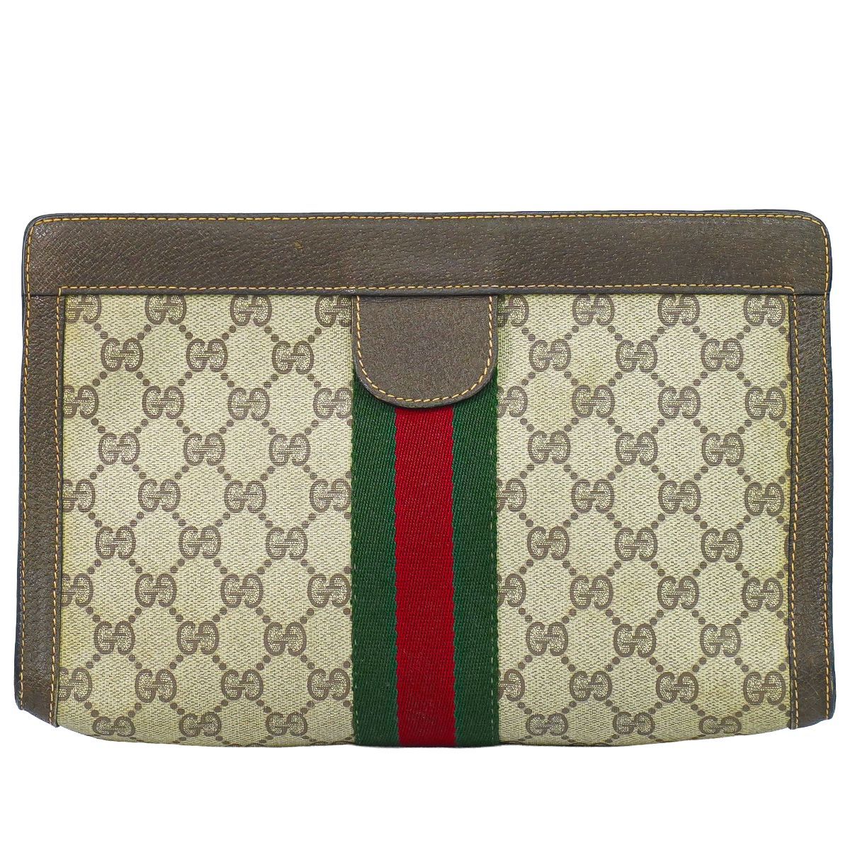 Gucci Vintage Sherry Line GG Supreme Clutch Beige