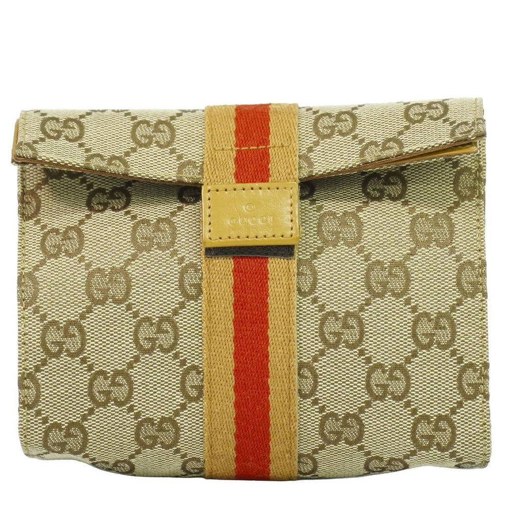 Gucci Sherry Line GG Canvas Pouch Case Beige Shelly