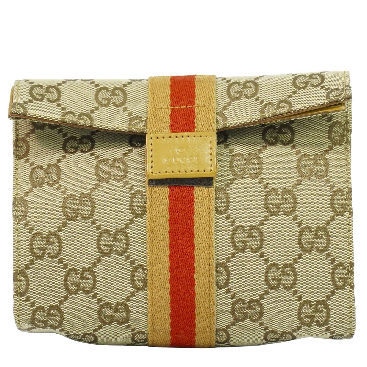 Gucci Sherry Line GG Canvas Pouch Case Beige Shelly