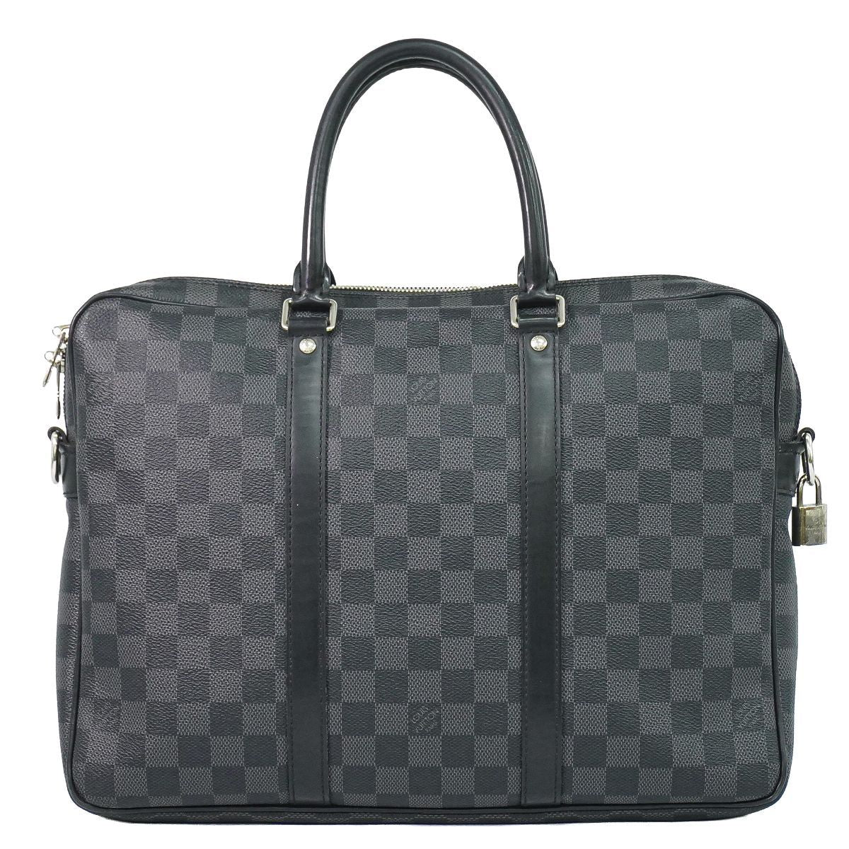 Louis Vuitton LV Porte Document Voyage PM Damier Graphite Business Bag Black