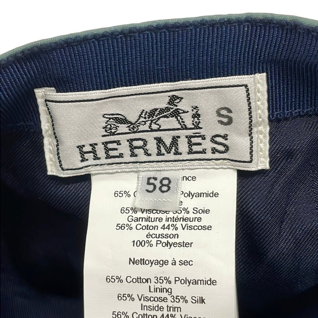 Hermes Cap 58 Blue Green Cotton — view 5