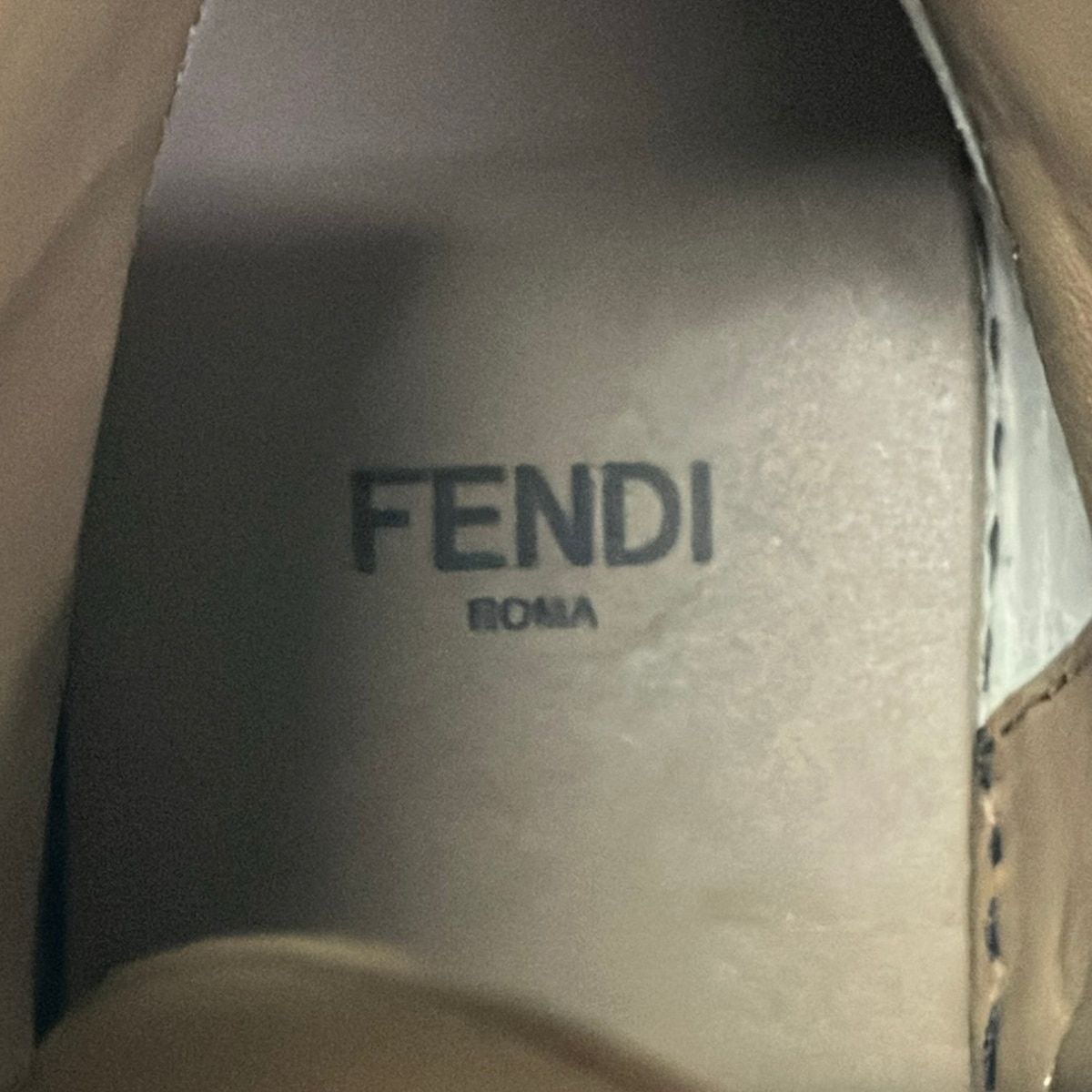 Fendi Short Boots 36 Khaki Light Brown Black Zucca Pattern Leather — view 6