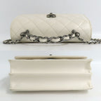 Chanel Top Handle Chain Shoulder Bag Quilted White Calfskin — view 3