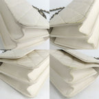 Chanel Top Handle Chain Shoulder Bag Quilted White Calfskin — view 9