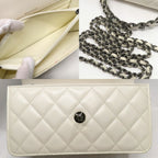Chanel Top Handle Chain Shoulder Bag Quilted White Calfskin — view 6