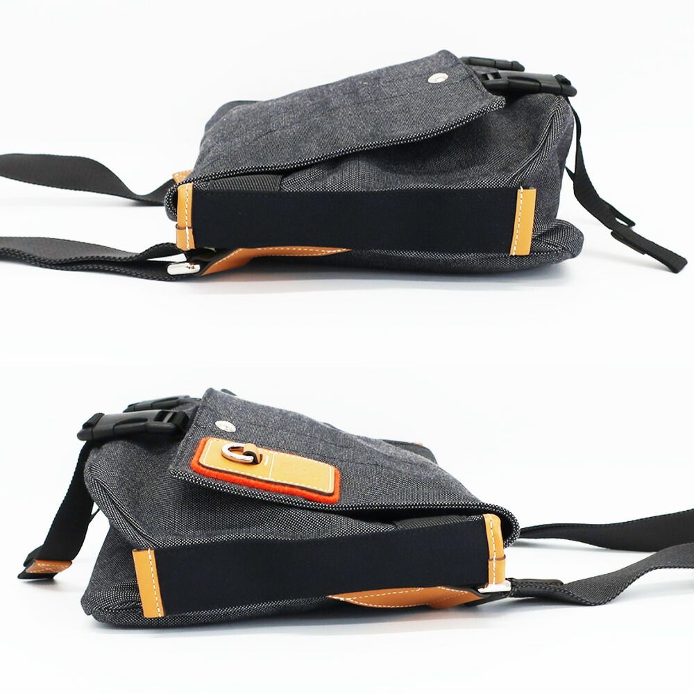 Loewe Ten Nature Messenger Bag Gray Yellow Canvas Leather Anagram Logo — view 4