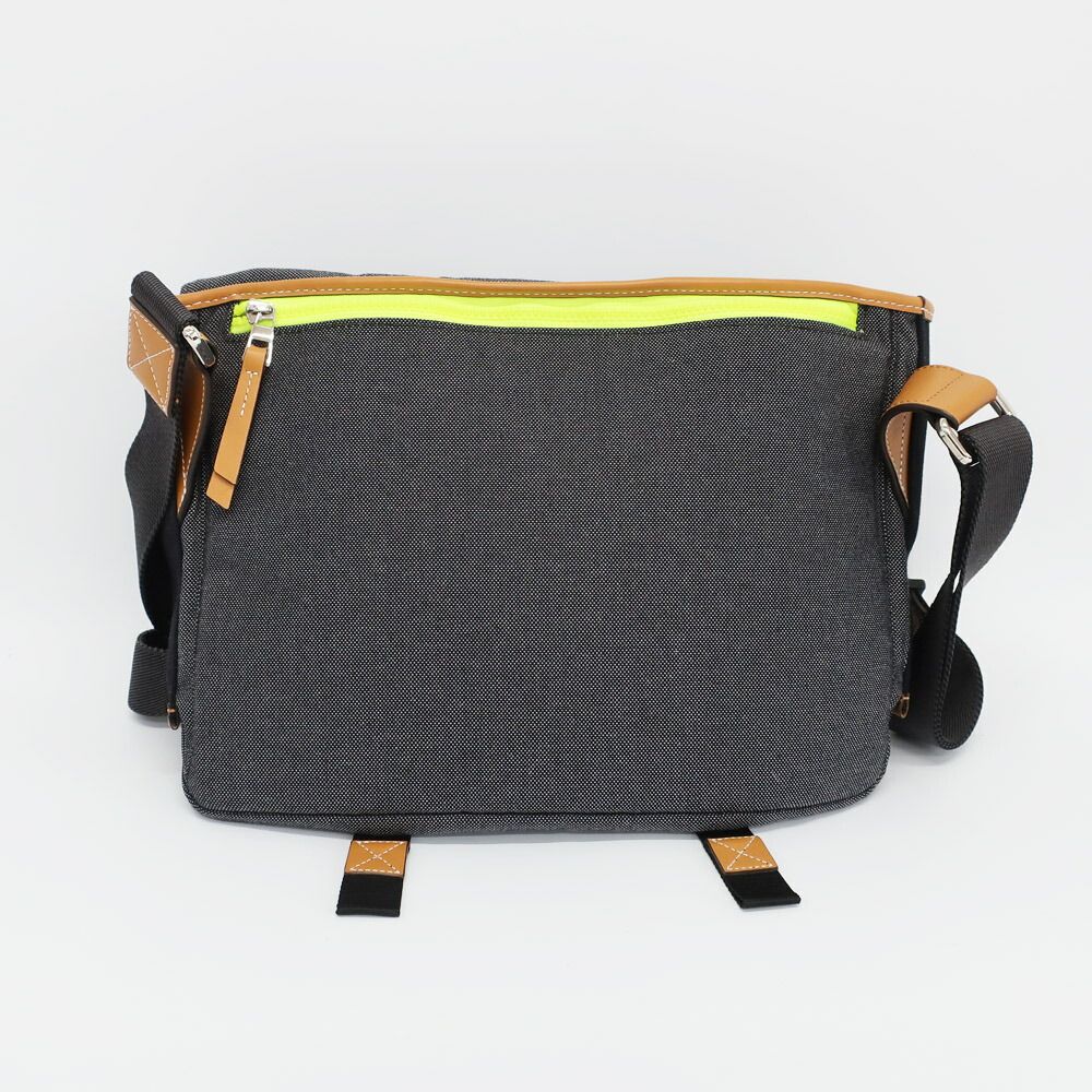 Loewe Ten Nature Messenger Bag Gray Yellow Canvas Leather Anagram Logo — view 2