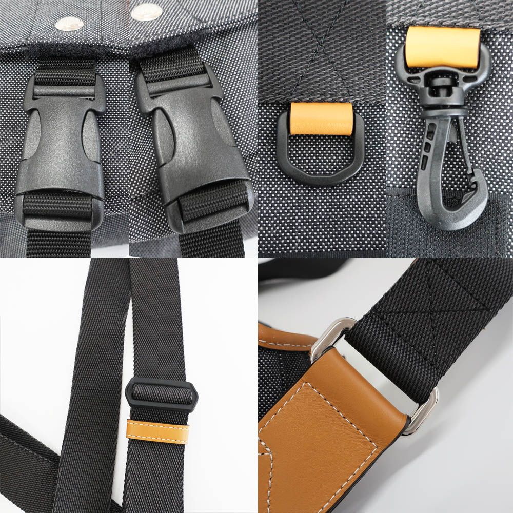 Loewe Ten Nature Messenger Bag Gray Yellow Canvas Leather Anagram Logo — view 9