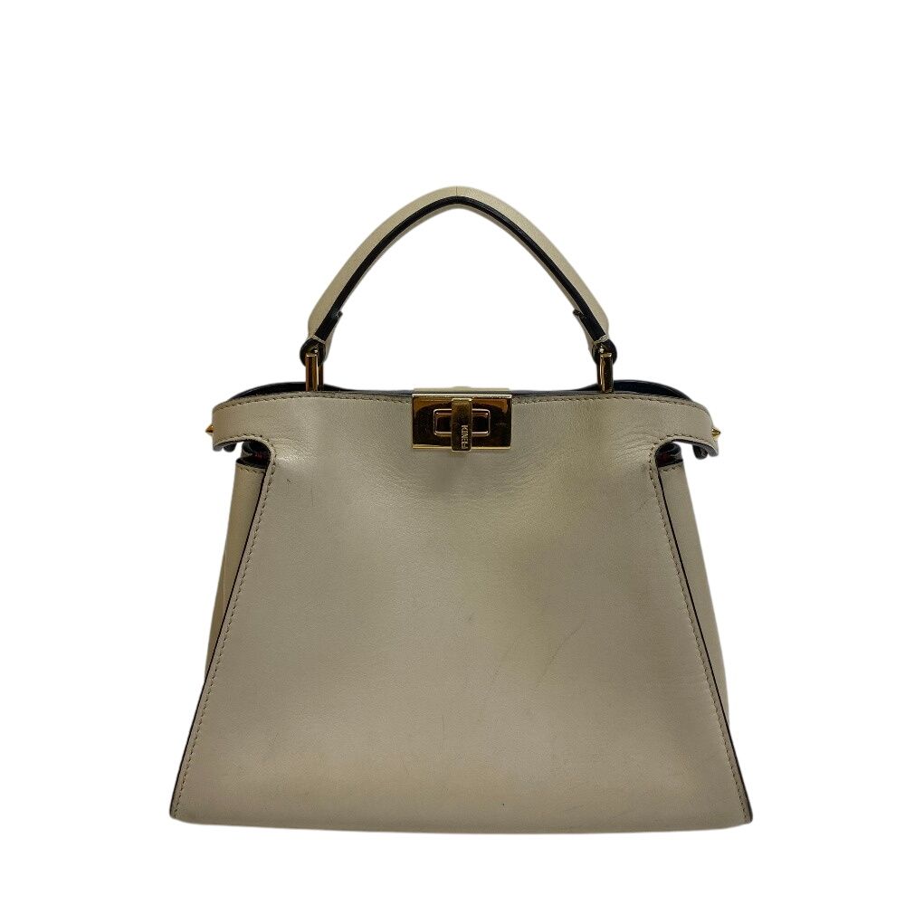 Fendi Peekaboo Essential 2-Way Shoulder Bag Purse Beige