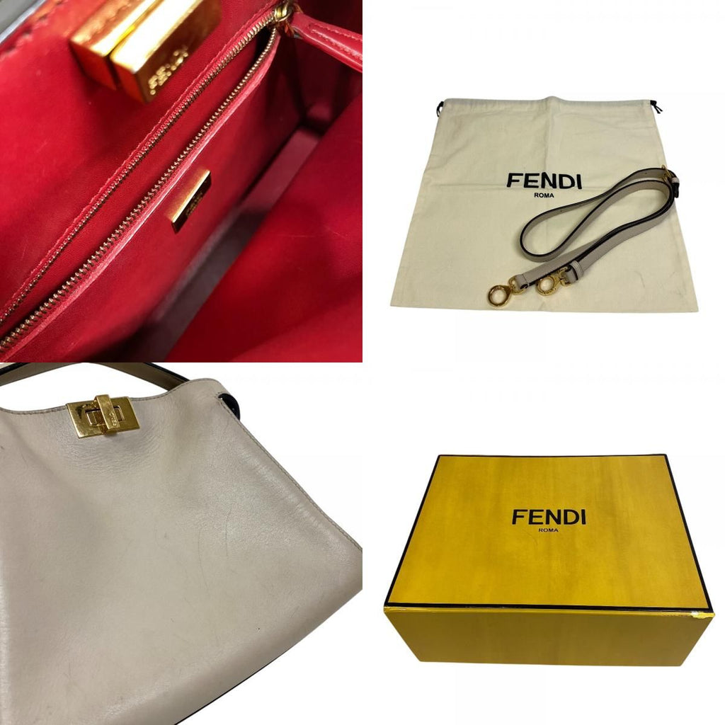 Fendi Peekaboo Essential 2-Way Shoulder Bag Purse Beige — view 8