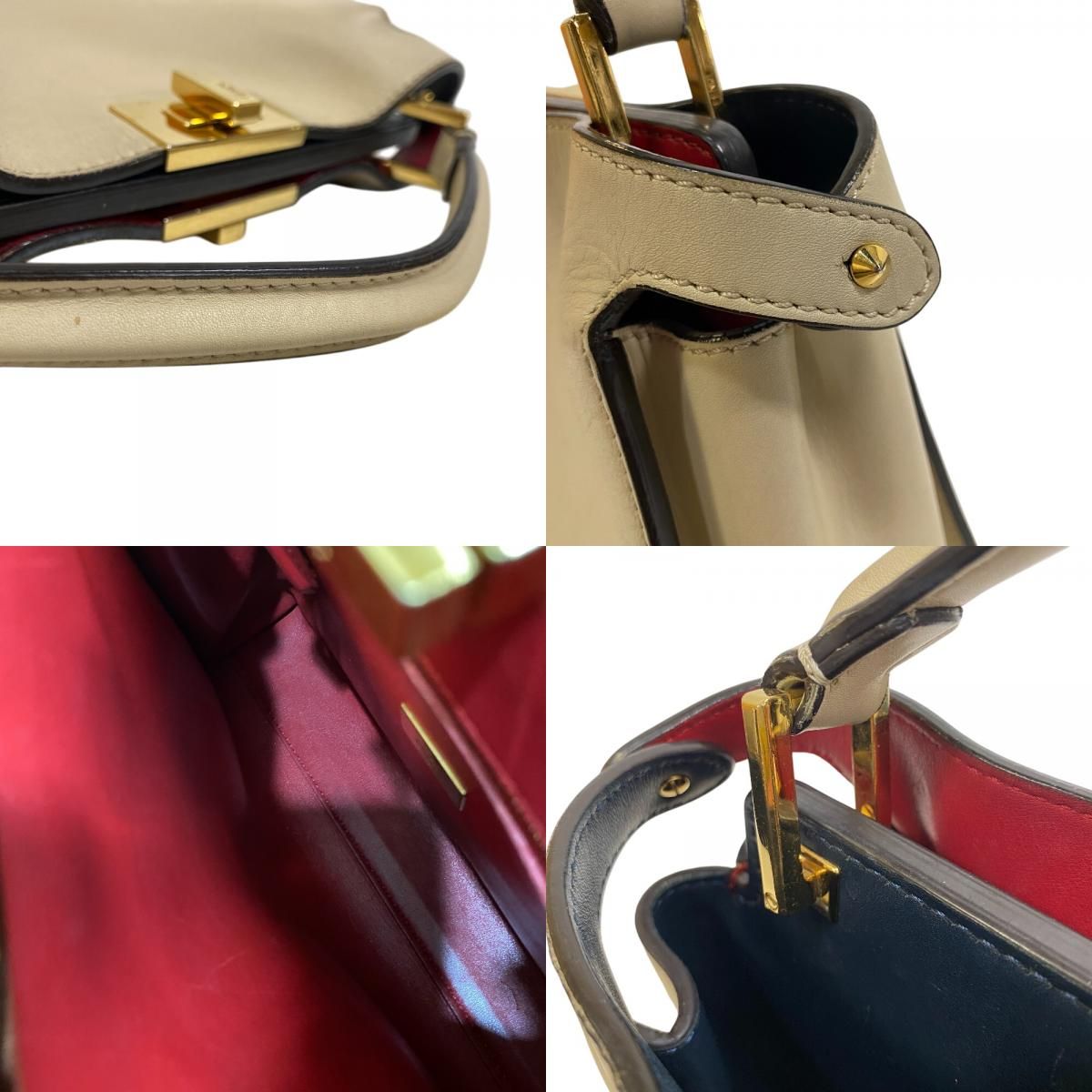 Fendi Peekaboo Essential 2-Way Shoulder Bag Purse Beige — view 7