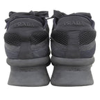 Prada Mesh Fabric Triangle Logo Low Cut Heels Sneakers Black — view 5