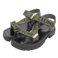 Celine Leo Strappy Logo Sandals Black Khaki Green