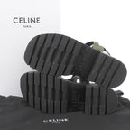 Celine Leo Strappy Logo Sandals Black Khaki Green — view 2