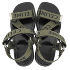 Celine Leo Strappy Logo Sandals Black Khaki Green — view 3