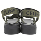 Celine Leo Strappy Logo Sandals Black Khaki Green — view 5