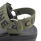 Celine Leo Strappy Logo Sandals Black Khaki Green — view 4