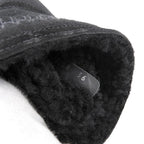 Chanel CC Logo Stitch Shearling Boots Black — view 6