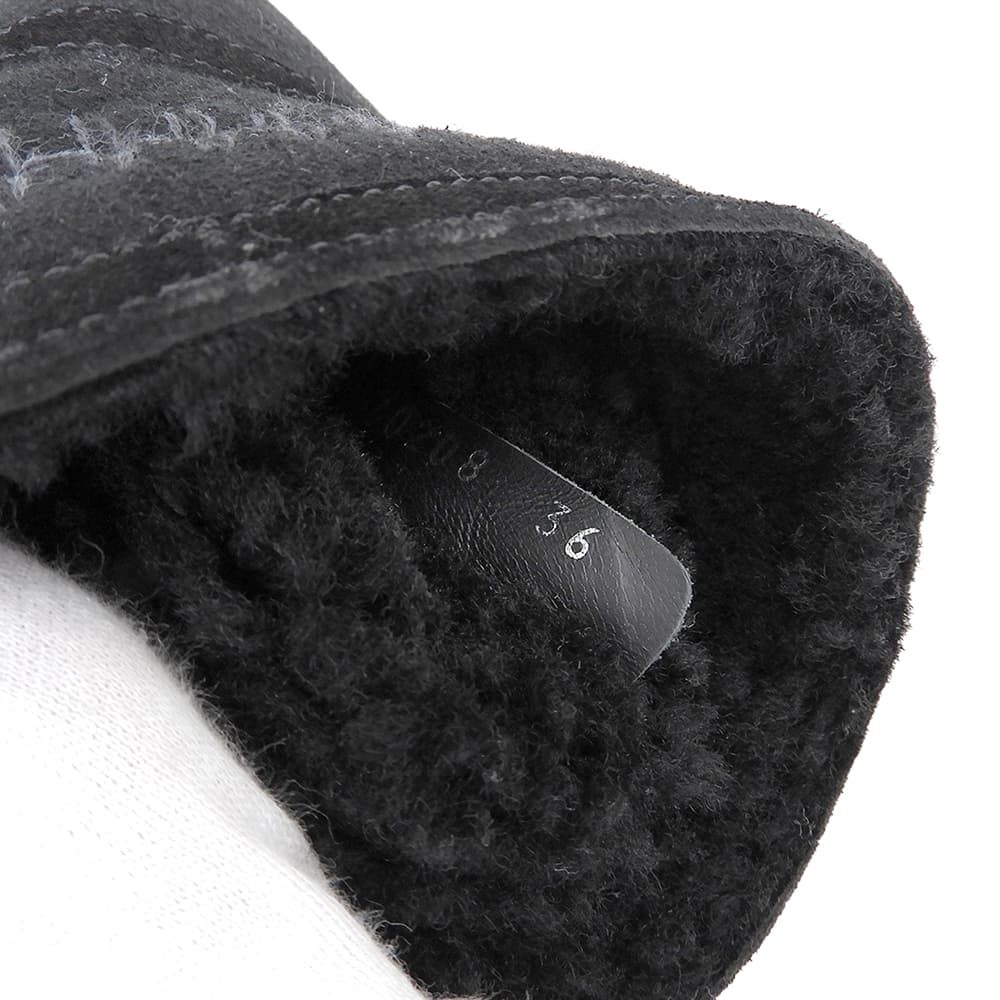 Chanel CC Logo Stitch Shearling Boots Black — view 6