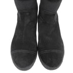Chanel CC Logo Stitch Shearling Boots Black — view 3