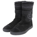 Chanel CC Logo Stitch Shearling Boots Black