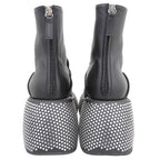 Loewe Leather Silver Studded Back Zip Thick Sole Ankle Boots Black — view 5